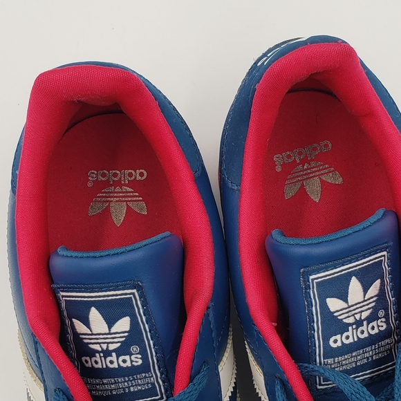Adidas Orion Leather Sneaker. Rare Color Colbolt Blue/ Pink Mens 6, Women 8 - Picture 10 of 12